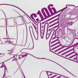 C106白い不織布に紫色でオリジナル印刷した事例
