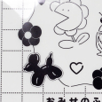 乳白のポリ生地に黒色１色でイラストを印刷した事例