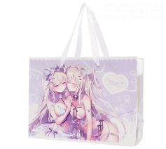 コミケ用ショッパー製作実績 小ロット印刷、イラストを全面フルカラー印刷可能なA4横対応紙袋 リボンハンドル